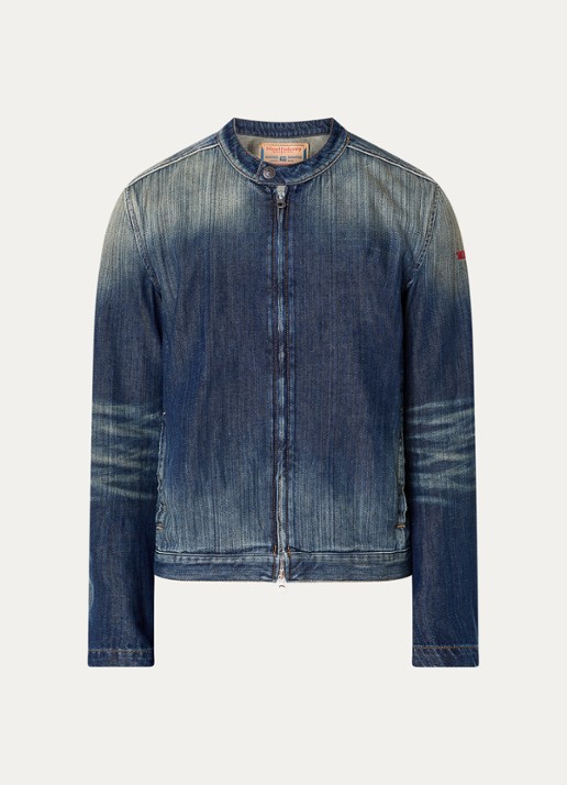 Diesel D-Glory spijkerjas met verwassen afwerking - voorkant 2 indigo