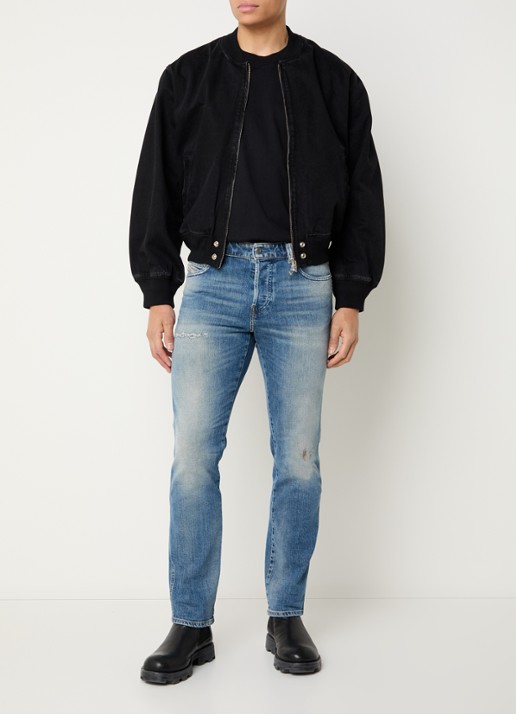 Diesel D-Guz bomberjack van denim met steekzakken - voorkant 3 zwart