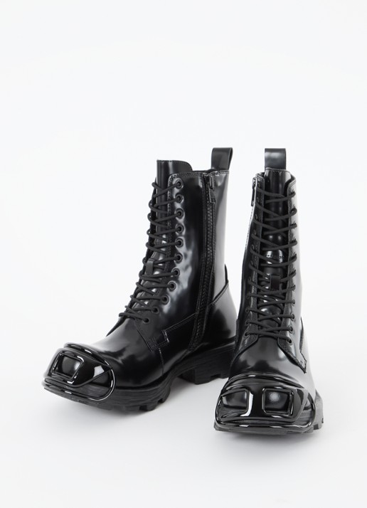 Diesel D-Hammer BT D biker boot van leer - detail 3 zwart