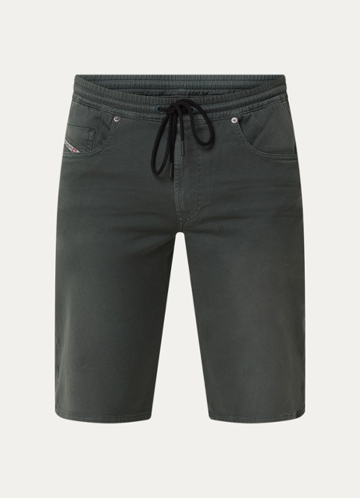Diesel D-Krooley straight fit korte broek met steekzakken  - voorkant 2 legergroen
