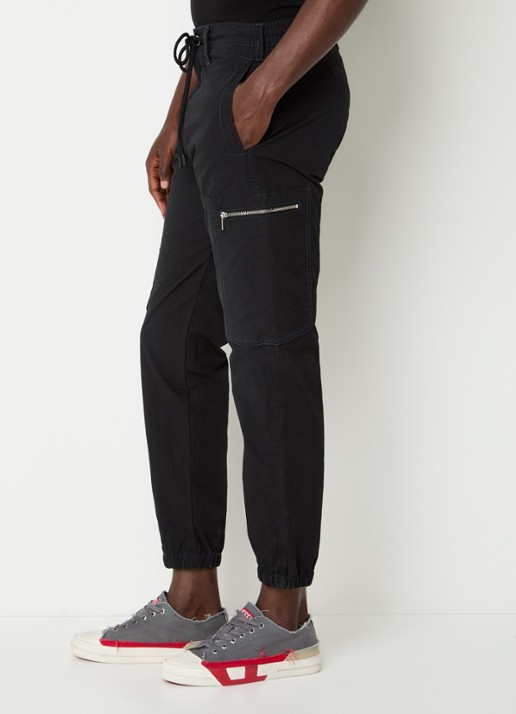 Diesel D-Lab tapered fit cargobroek met opgestikte zakken - detail 5 zwart