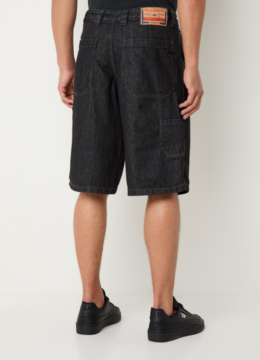 Diesel D-Livery loose fit korte broek van denim met gekleurde wassing - achterkant zwart
