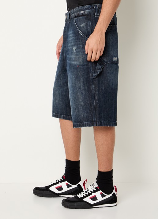 Diesel D-Livery-W loose fit korte broek van denim met donkere wassing - detail 5 indigo
