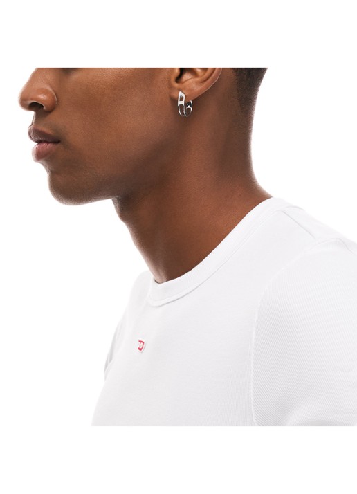 Diesel D Logo enkele oorring DX1673040 - detail 4 zilver