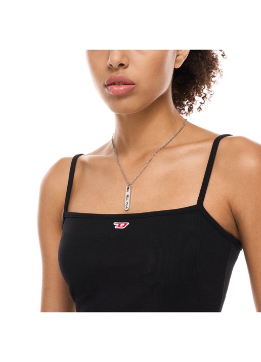 Diesel D Logo ketting DX1662040 - detail 3 zilver