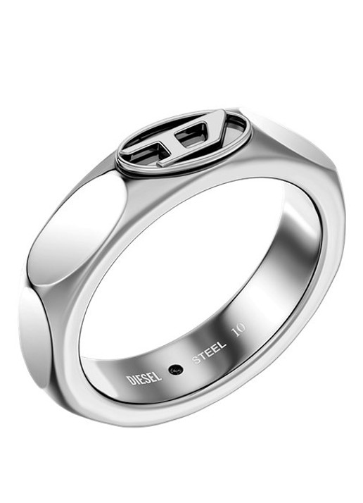 Diesel D Logo ring DX1693040 - voorkant 5 zilver