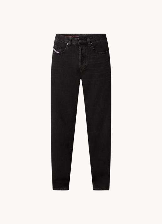 Diesel D-macro straight leg jeans met gekleurde wassing - voorkant zwart