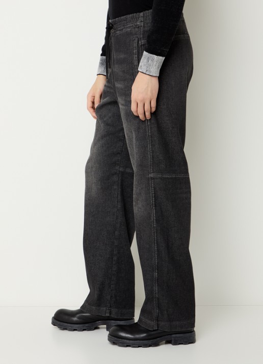 Diesel D-Martyans straight leg joggingbroek van denim met trekkoord - detail 4 antraciet