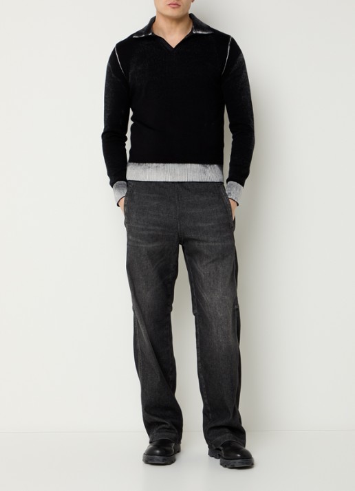 Diesel D-Martyans straight leg joggingbroek van denim met trekkoord - voorkant 2 antraciet
