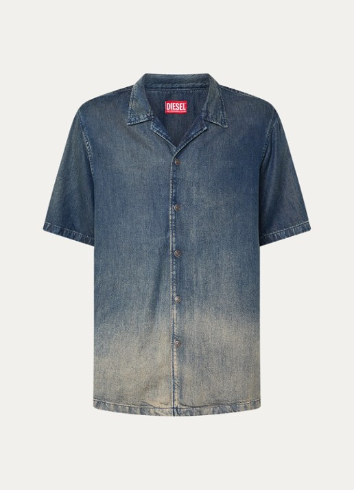 Diesel D-Nabil regular fit overhemd  met verwassen afwerking - voorkant 3 indigo