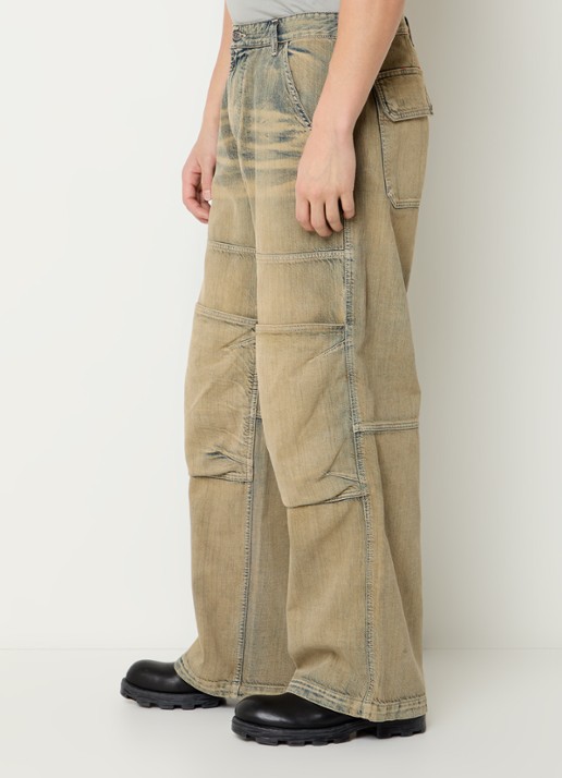 Diesel D-Shift loose fit jeans met verwassen afwerking opgestikte zakken - detail 5 khaki
