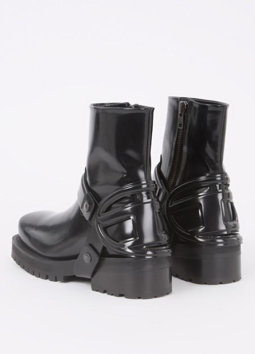 Diesel D-Texan-Harness enkelboot van leer - achterkant zwart