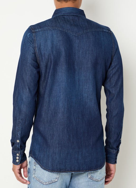 Diesel D-Vega regular fit overhemd van denim - achterkant indigo