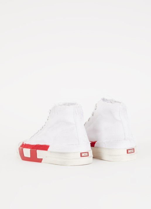 Diesel D-verse Mid sneaker van canvas met destroyed afwerking - achterkant wit
