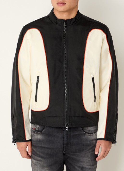 Diesel J-Blink jack met opstaande kraag - detail zwart