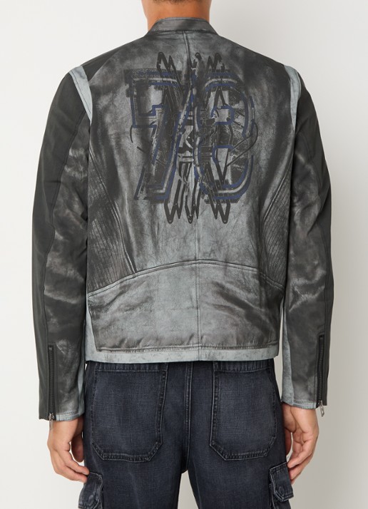 Diesel J-Evert jack met print en ritszakken - achterkant groen