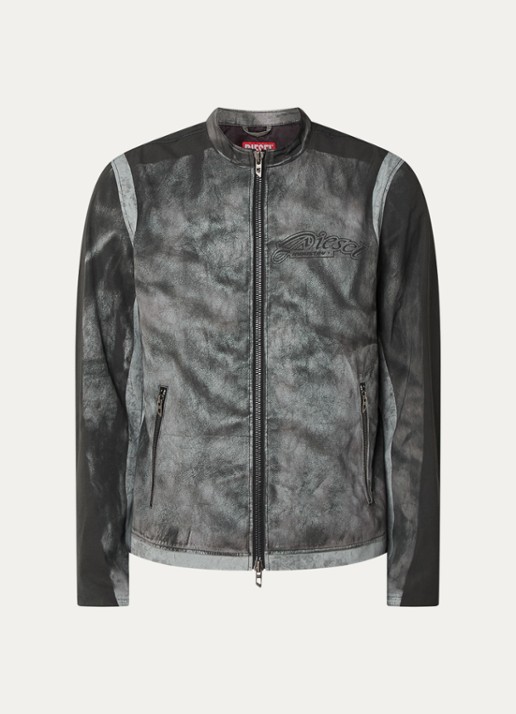 Diesel J-Evert jack met print en ritszakken - voorkant 3 groen