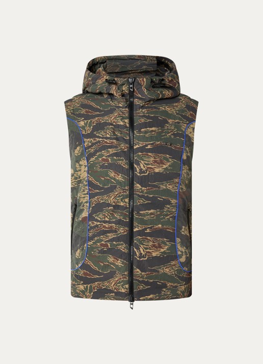 Diesel J-ostend bodywarmer met camouflageprint - voorkant 3 legergroen