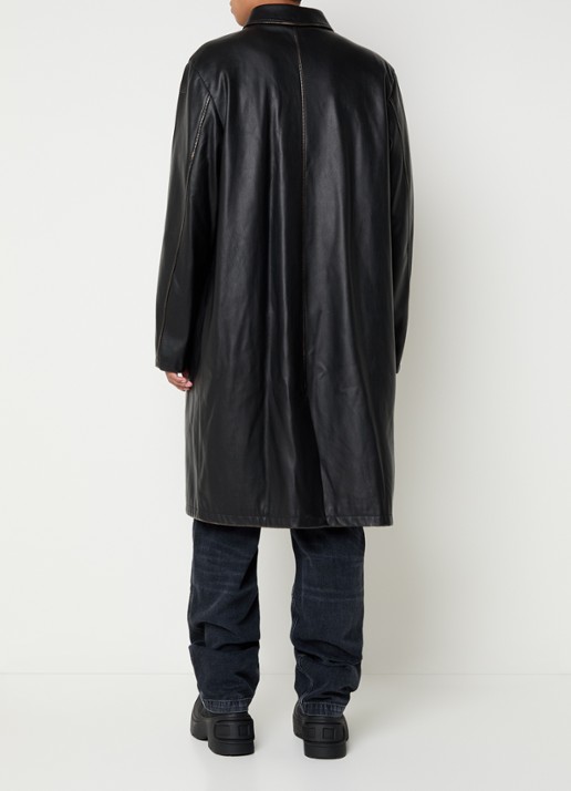 Diesel J-Rivers trenchcoat van imitatieleer - achterkant 4 zwart