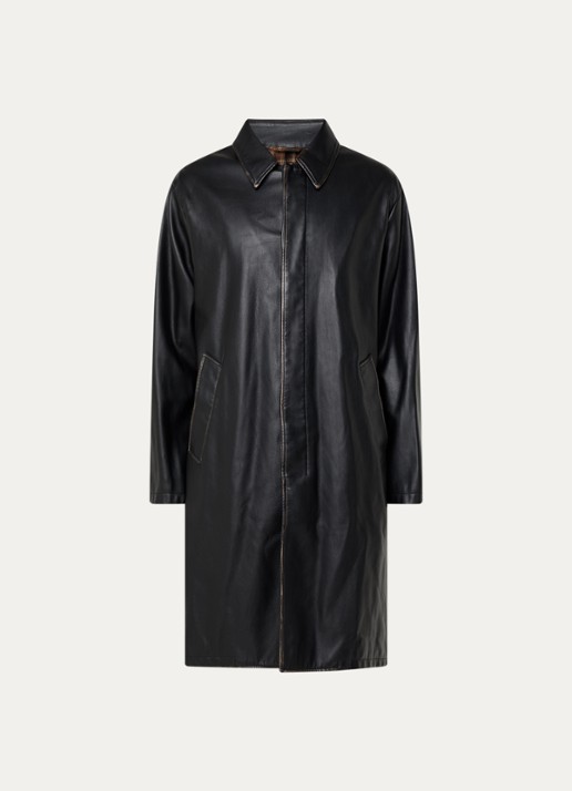 Diesel J-Rivers trenchcoat van imitatieleer - voorkant 2 zwart