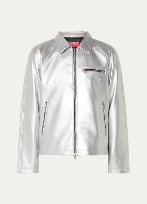 Diesel J-Thome jack met ritszakken en metallic finish - voorkant zilver