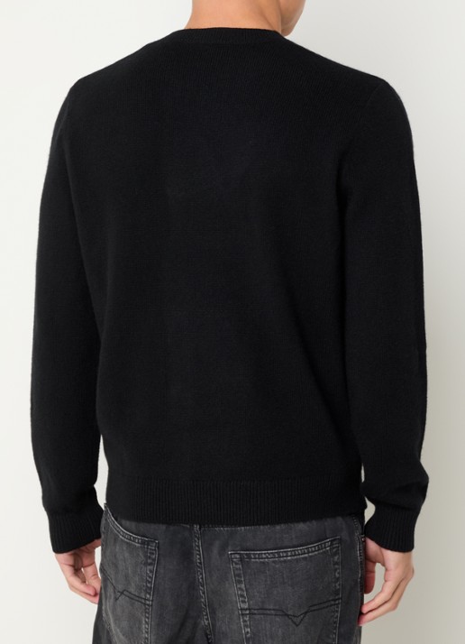 Diesel K-argol fijngebreide pullover met logo - achterkant 2 zwart