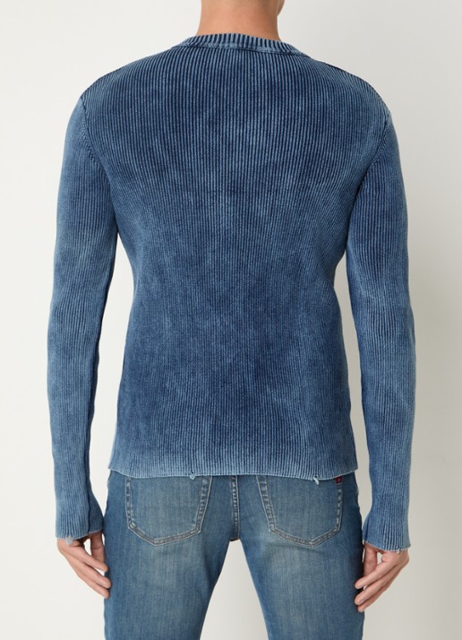 Diesel K-darin ribgebreide pullover met logo - achterkant 3 indigo