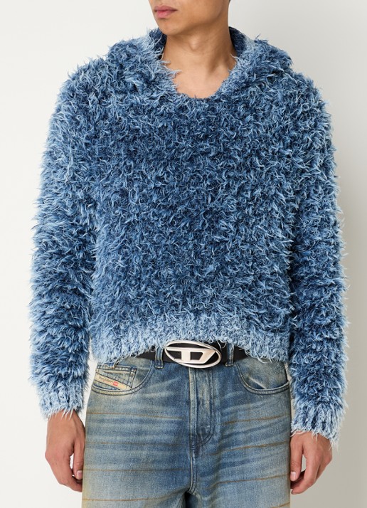 Diesel K-Dave grofgebreide hoodie met verwassen afwerking