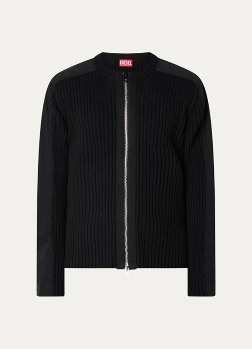 Diesel K-Matty fijngebreid vest  - voorkant 3 zwart