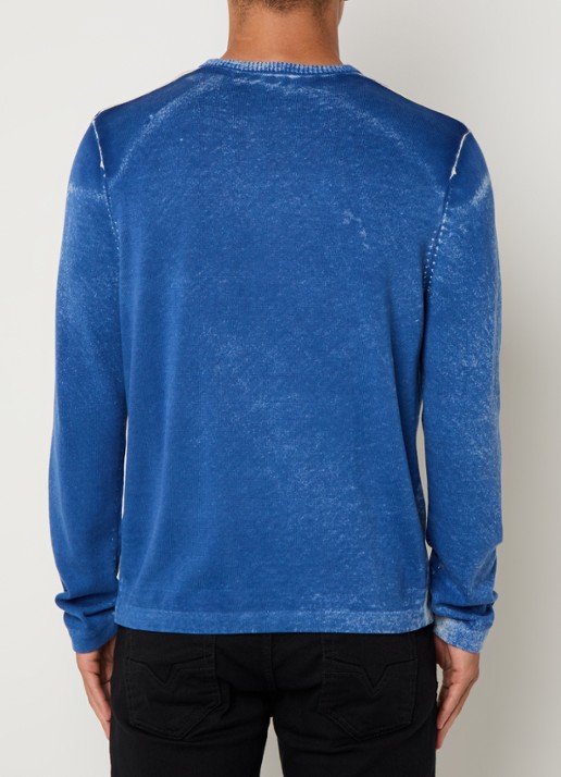 Diesel K-Oliba-V fijngebreide pullover met ingebreide logoprint - achterkant 2 blauw