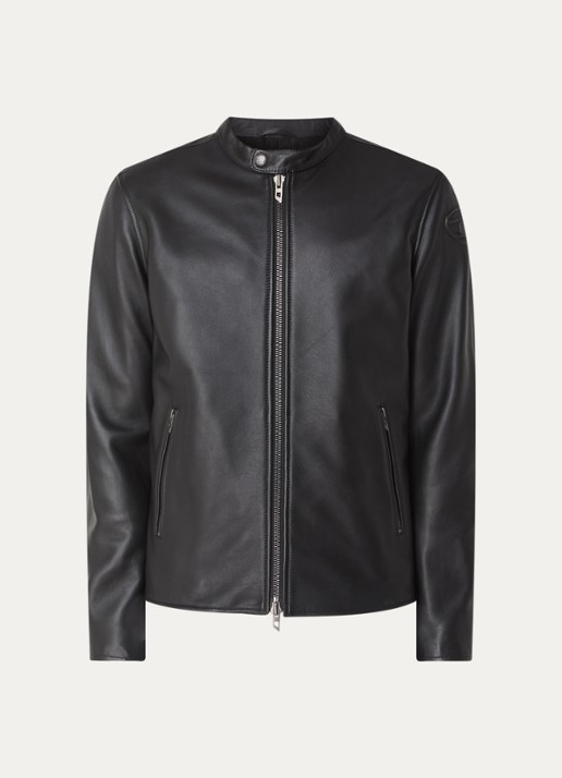 Diesel L-CARVER jack van schapenleer met logo - voorkant 2 zwart