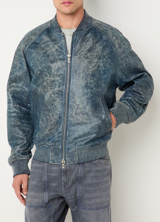 Diesel L-Cobb bomberjack van schapenleer met steekzakken - achterkant donkerblauw