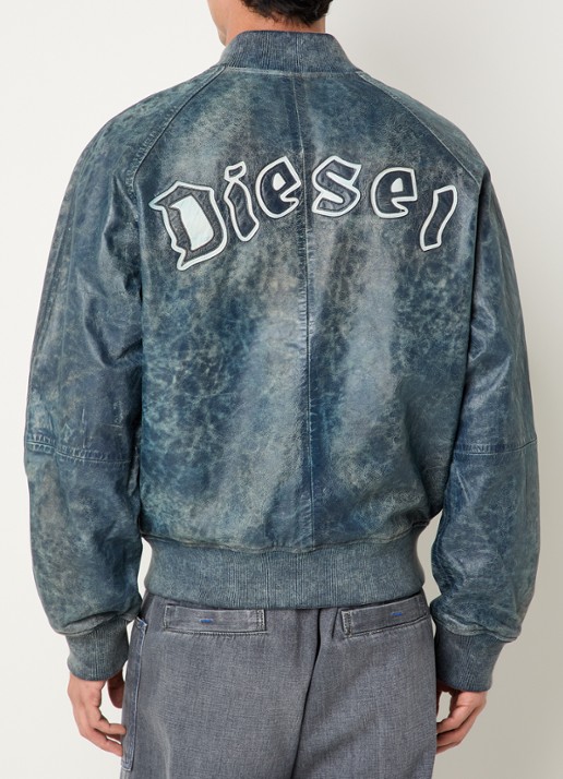 Diesel L-Cobb bomberjack van schapenleer met steekzakken - detail 4 donkerblauw