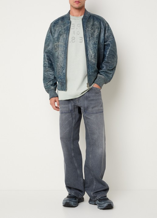 Diesel L-Cobb bomberjack van schapenleer met steekzakken - voorkant 3 donkerblauw