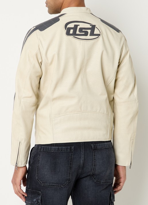 Diesel L-Pop jack van geitenleer met ritszakken - achterkant beige