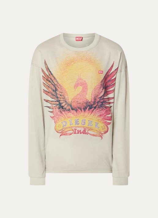 Diesel Longsleeve met print - voorkant lindegroen