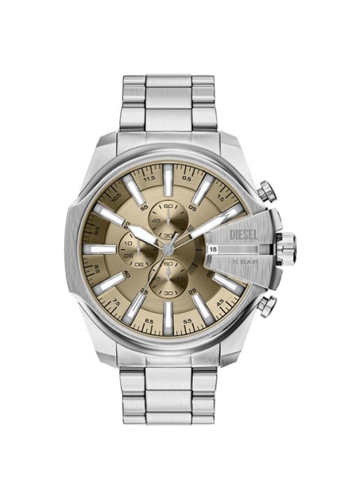 Diesel Mega Chief Slim horloge DZ4702 - voorkant zilver