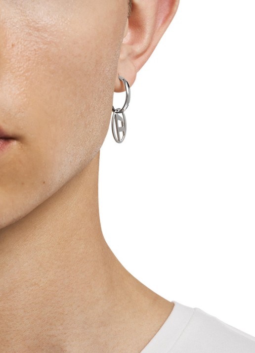 Diesel Oval D enkele oorring met logo DX1601040 - detail 2 zilver