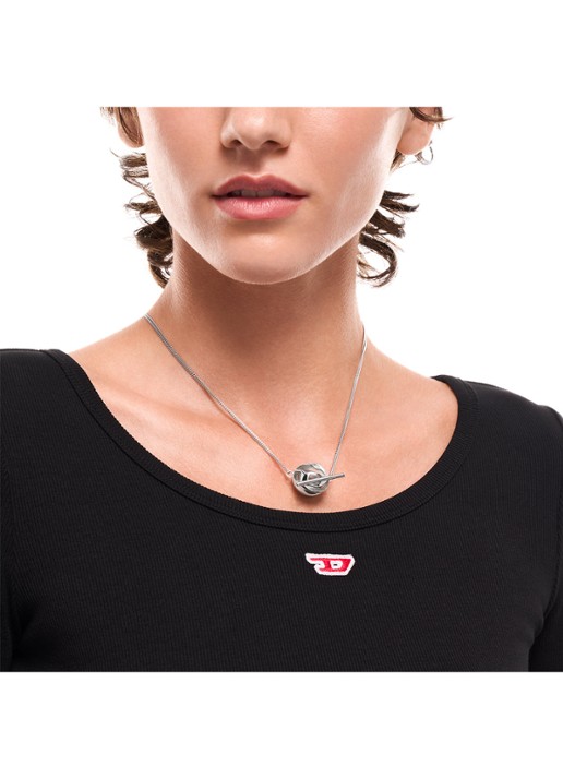 Diesel Oval D ketting DX1716040 - detail 3 zilver