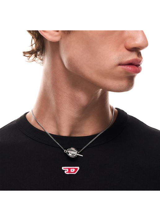 Diesel Oval D ketting DX1716040 - detail 4 zilver