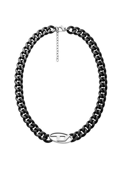 Diesel Oval D ketting met logo DX1610931 - detail zwart
