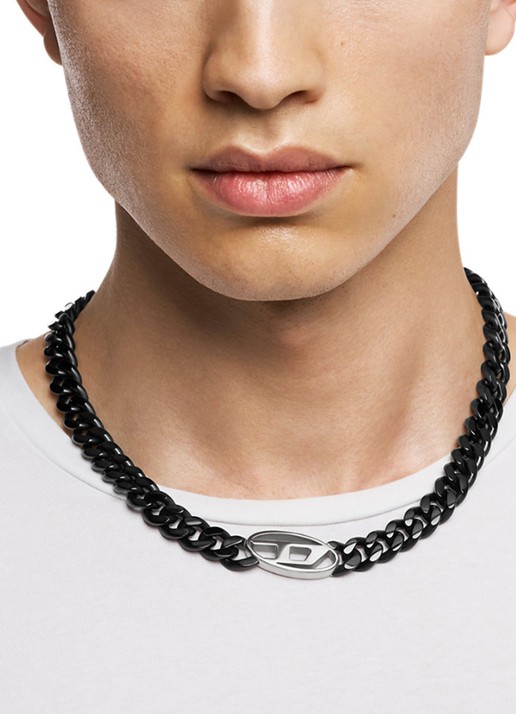 Diesel Oval D ketting met logo DX1610931 - detail 2 zwart