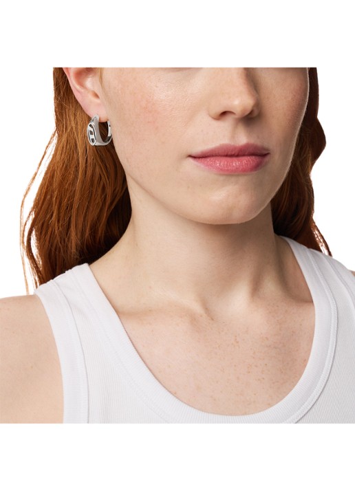 Diesel Oval D Logo enkele oorring DX1642040 - detail 2 zilver