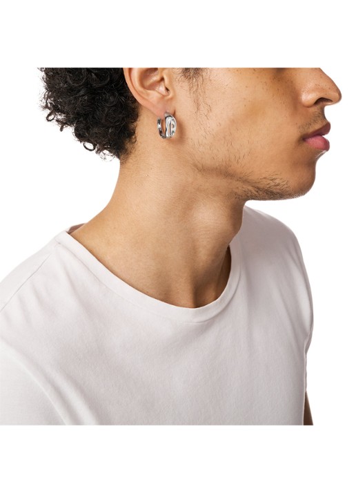 Diesel Oval D Logo enkele oorring DX1642040 - detail 3 zilver