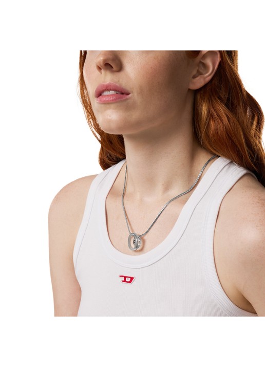 Diesel Oval D Logo ketting DX1644040 - detail 4 zilver