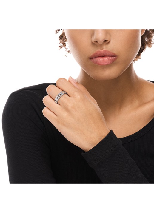 Diesel Oval D Logo ring DX1665040 - detail 2 zilver