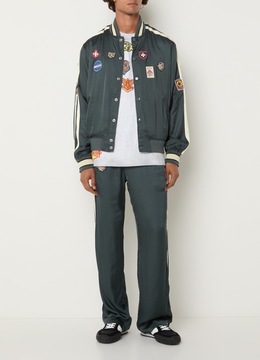 Diesel P-Annu straight fit trackpants met steekzakken - voorkant 5 bronsgroen