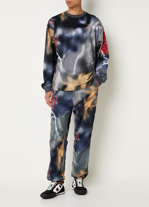 Diesel P-Arelion tapered fit broek met print - voorkant 2 antraciet