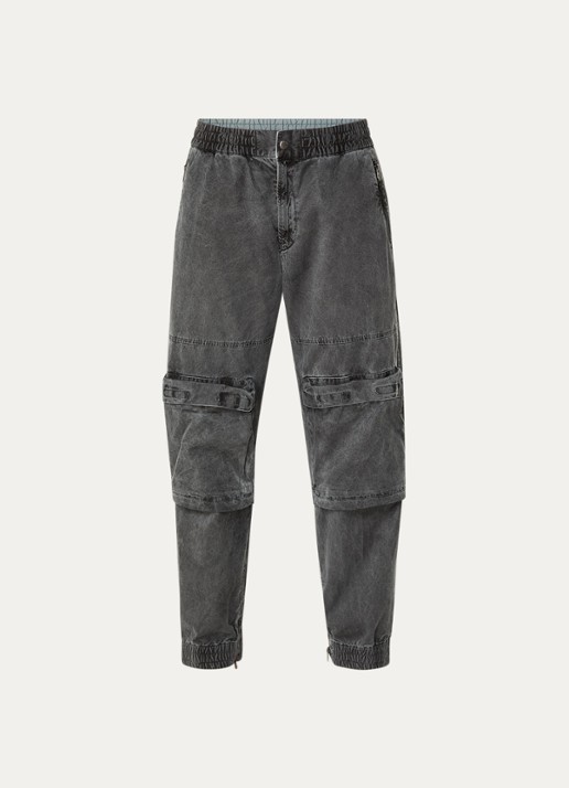 Diesel P-Beeck tapered fit cargobroek met verwassen afwerking - voorkant 4 middengrijs