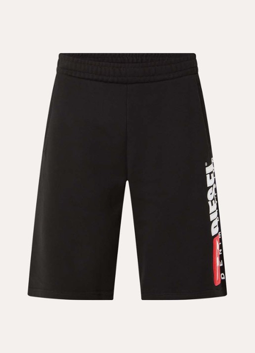 Diesel P-Crow loose fit korte joggingbroek met logoborduring - voorkant zwart